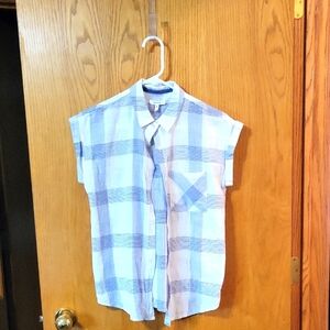 Maurices Lavender and White Plaid Top